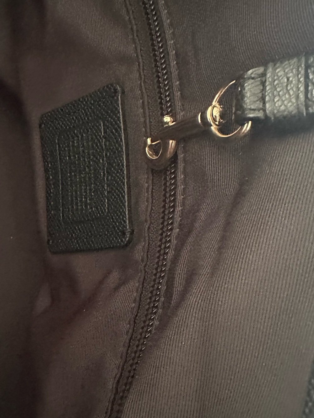 Coach Large Black Leather Tote with Gold Logo Accent - Picture 8 of 13